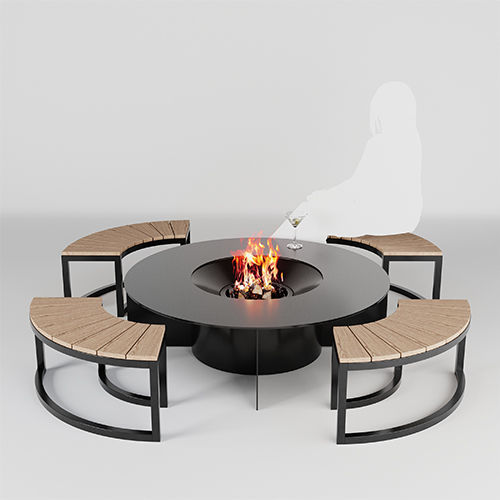 Wood-burning fire pit - ROUND - TRAFORART - gas / bioethanol / steel