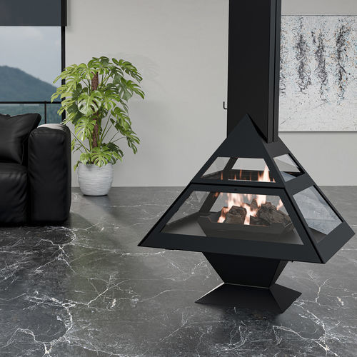 Wood-burning fireplace - ADMETO  - TRAFORART - gas / bioethanol / floor-mounted
