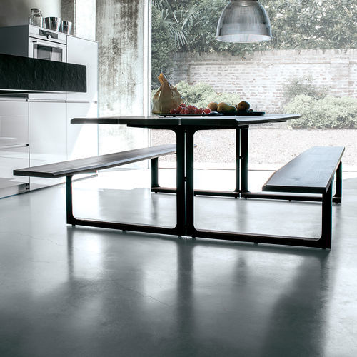 Contemporary table and bench set - HAMMER - extendo - solid wood / oak / walnut