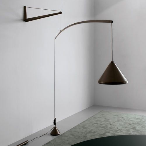Floor-standing lamp - CONTRAPPESO - extendo - aluminum / painted steel / marble