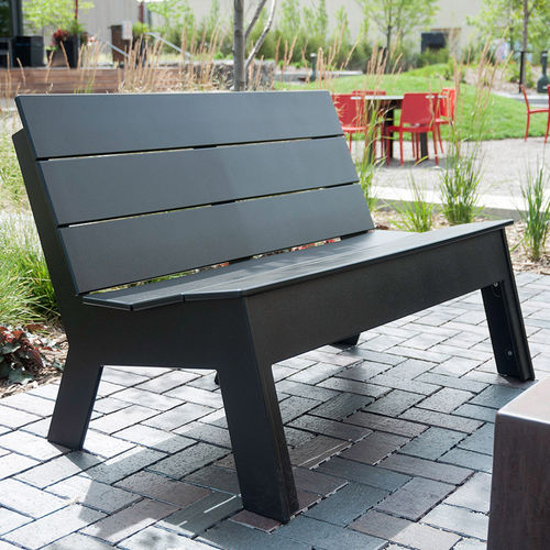 Contemporary public bench - FIRE - Loll Designs - polyethylene / with backrest / made from recycled materials