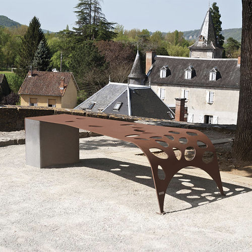 Contemporary public bench - GREEN PALACIO - CYRIA | Mobilier Urbain - steel / thermo-lacquered steel / without backrest