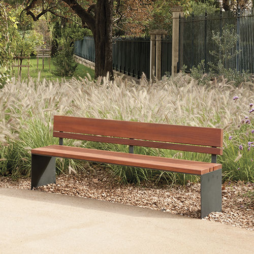 Contemporary garden bench - PYSA - CYRIA | Mobilier Urbain - wooden / steel / thermo-lacquered steel