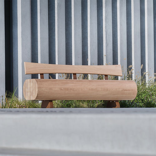 Contemporary garden bench - MIGRATION - CYRIA | Mobilier Urbain - wooden / with backrest / without armrests