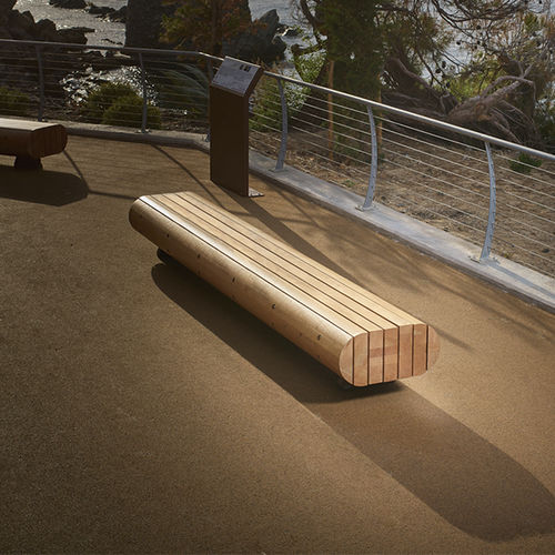 Contemporary garden bench - MIGRATION - CYRIA | Mobilier Urbain - wooden / without backrest / without armrests