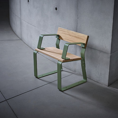 Contemporary urban armchair - KAISEKI - CYRIA | Mobilier Urbain - wooden / steel / customizable color