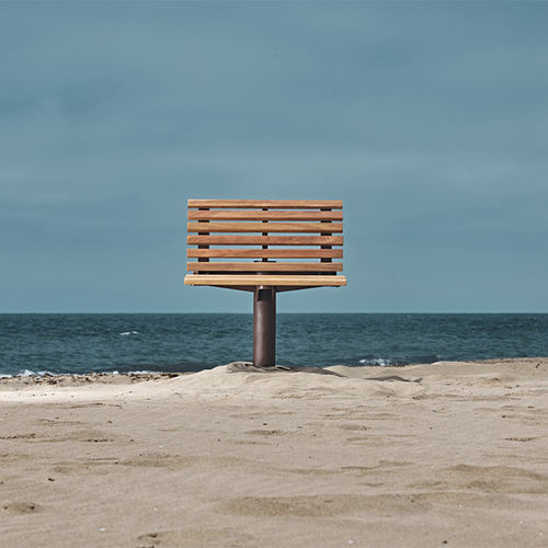 Contemporary chair - FUNGI - CYRIA | Mobilier Urbain - outdoor / wooden / steel base