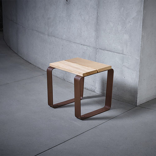 Contemporary stool - KAISEKI - CYRIA | Mobilier Urbain - wooden / steel base / powder-coated steel base