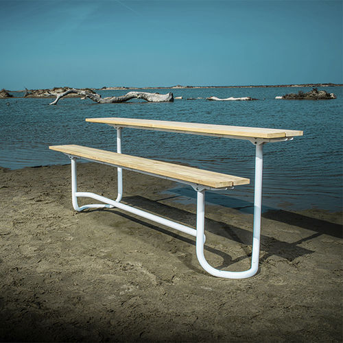 Contemporary picnic table - ARE - CYRIA | Mobilier Urbain - wooden / steel base / stainless steel base
