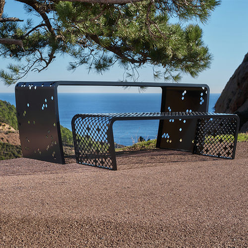 Contemporary picnic table - ELINIUM - CYRIA | Mobilier Urbain - painted metal / steel / thermo-lacquered steel