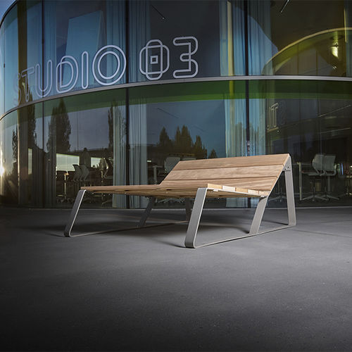 Contemporary chaise longue - KAISEKI XL - CYRIA | Mobilier Urbain - wooden / steel / stainless steel