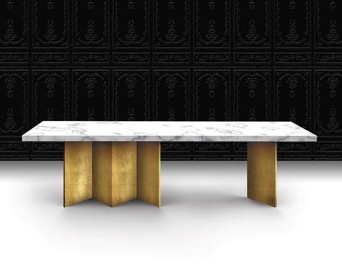 Contemporary table - BOOK - Beau et bien - marble / painted wood base / rectangular