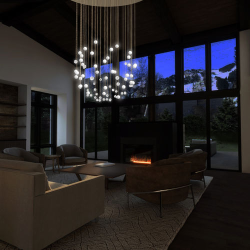 Traditional chandelier - METEOR - Beau et bien - blown glass / Limoges porcelain / commercial