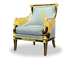 Classic armchair - CYGNE  - Balcaen - leather / wooden / bergere