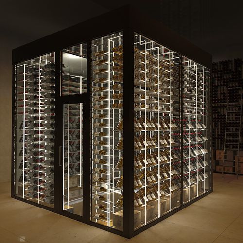 Wooden bottle rack - CUBE WHC6 - ESIGO - steel / glass / Plexiglas®