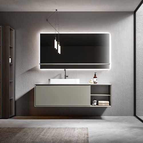 Wall-hung washbasin cabinet - CRIO - Agorà Group - MDF / wood veneer ...