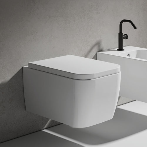 Wall-hung toilet - Hub - Agorà Group - ceramic / home / elongated