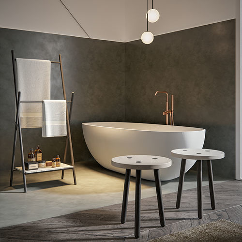 2-bar towel rack - Nature - Agorà Group - floor-standing / metal / solid wood