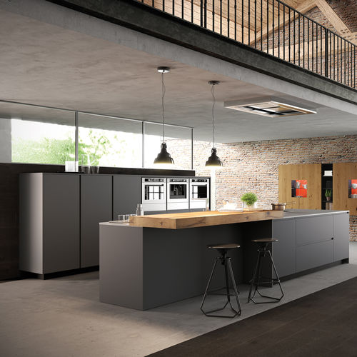 Contemporary kitchen - CORTINA - Biefbi Cucine - lacquered wood / iron / island