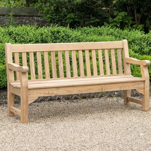 Contemporary garden bench - Royal Park - Alexander Rose - teak / with backrest / with armrests