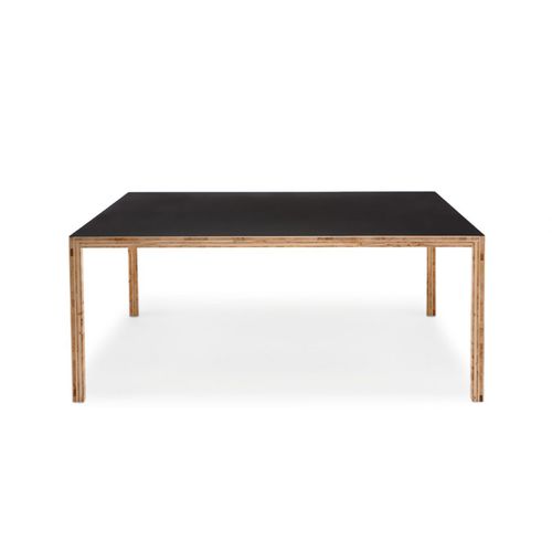 Contemporary table - Established and sons - wooden / Corian® / wooden base