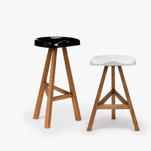 Contemporary bar stool - HEIDI - Established and sons - polyurethane / acrylic / oak base