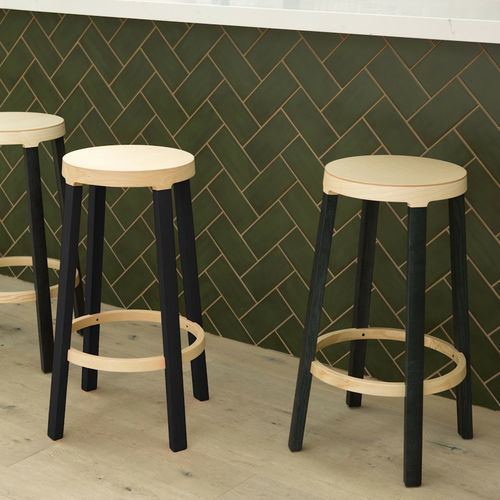Contemporary bar stool - STEP - Established and sons - ash / ash base / 4-legged
