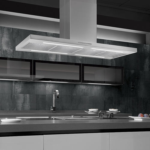 Island range hood - Mercury - Frecan - ducted / with built-in lighting / low-noise