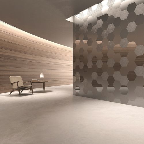 Ceramic hexagonal tile - 2GEOM SILVER MIX - INTHETILE - high-gloss / matte / textured