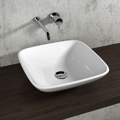 Countertop washbasin - LIL4B43001 - Olympia - ceramic / square / contemporary