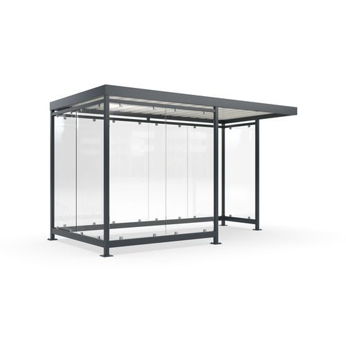 Public space multi-function shelter - Köln K4 d/a - wsm Raumsysteme - for urban areas / for parking lot