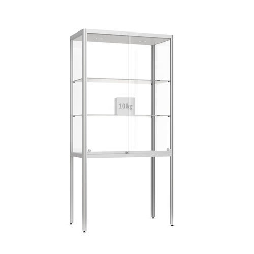 Contemporary display case - Factory 300 - wsm Raumsysteme - with long legs / anodized aluminum / tempered glass