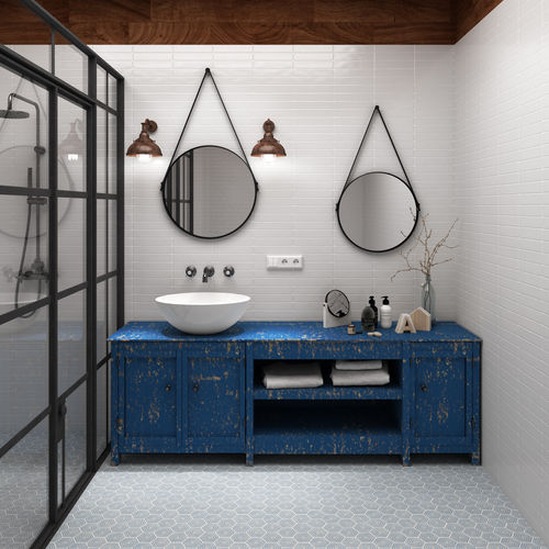 Porcelain stoneware tile - HEXAGON PANAL - CEVICA - satin / outdoor / kitchen