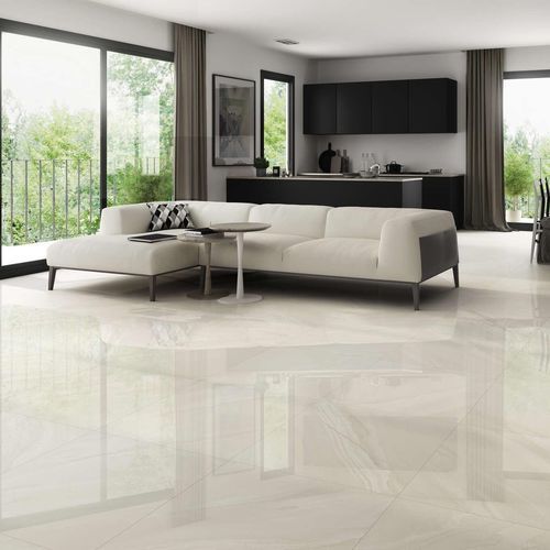 Porcelain stoneware tile - QUINA - Grupo Halcón - high-gloss / indoor / living room