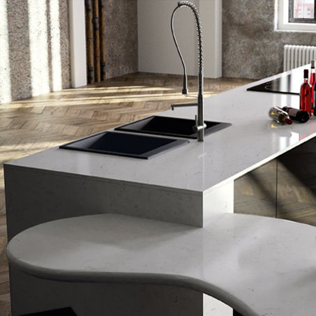 Quartz composite countertop - CARRARA - COMPAC The Surfaces Company - kitchen