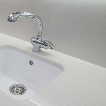 Quartz composite countertop - GLACIAR - COMPAC The Surfaces Company - kitchen / square edge