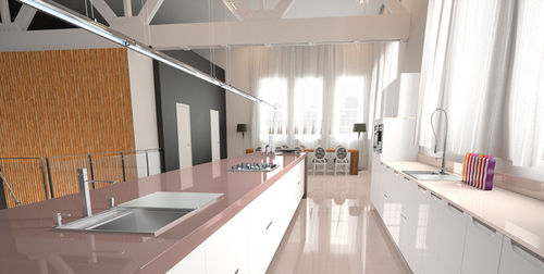 Quartz composite countertop - WARM GRAY - COMPAC The Surfaces Company - kitchen