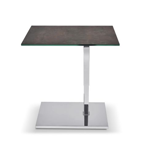 Contemporary side table - K529 KOLO - Ronald Schmitt Design - wooden / glass / brushed stainless steel