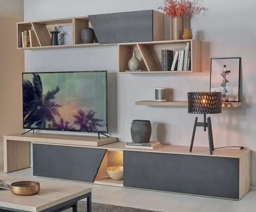 Contemporary TV cabinet - OBLIK - Meubles Célio - lowboard / with storage / with shelves