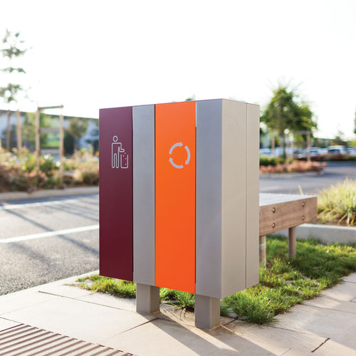 Public trash can - NANUK - mmcité street furniture - recycling / with legs / galvanised steel