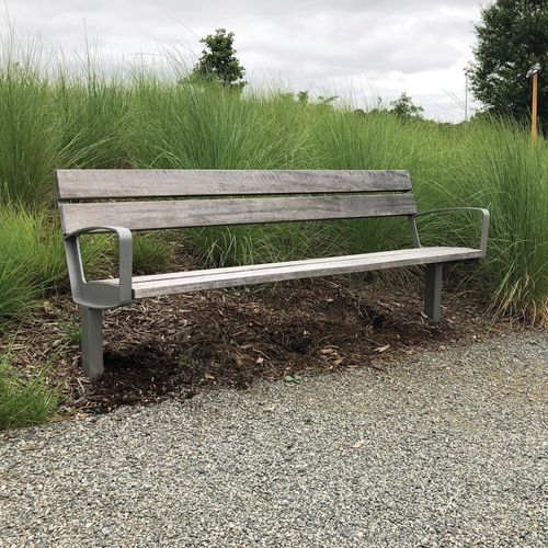 Contemporary public bench - INTERVERA - mmcité street furniture - hardwood / pine / steel