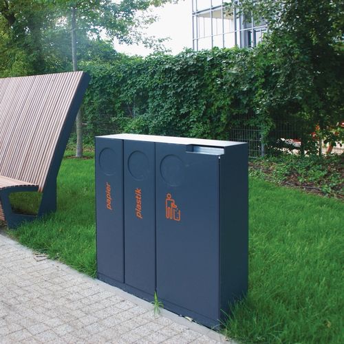 Public trash can - CRYSTAL - mmcité street furniture - recycling / galvanised steel / stainless steel
