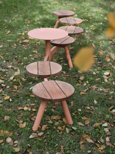 Contemporary public bench - MORSE - mmcité street furniture - wooden / galvanised steel / HPL