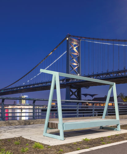 Contemporary public bench - WOODY SOLAR - mmcité street furniture - hardwood / galvanised steel / without backrest
