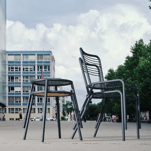 Contemporary public bench - FLANEUR - mmcité street furniture - steel / wooden / outdoor