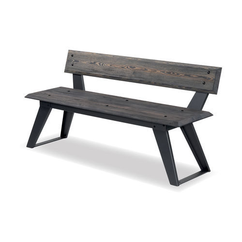Traditional public bench - SAKÉ - Dimo Group Srl - wooden / galvanised steel / with backrest