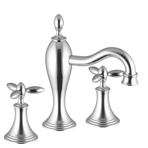 Double-handle washbasin mixer tap - TIMOR: 18100 - GATTONI RUBINETTERIA - countertop / chromed metal / bathroom