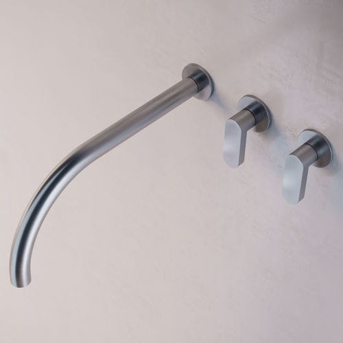 Double-handle washbasin mixer tap - JP SET02.1 - COCOON - wall-mounted / stainless steel / bathroom