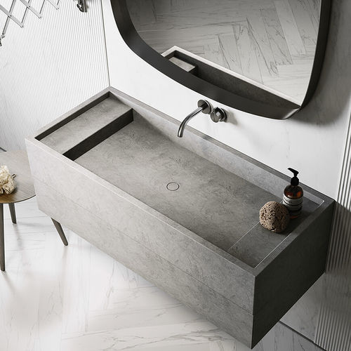 Wall-mounted washbasin - PB – 120 - COCOON - natural stone / Solid Surface / with drawer