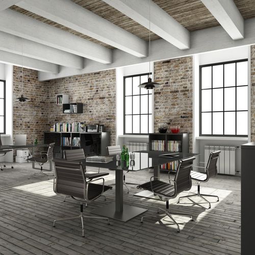 Contemporary boardroom table - CUADRAT - JG Group - wood veneer / metal / glass